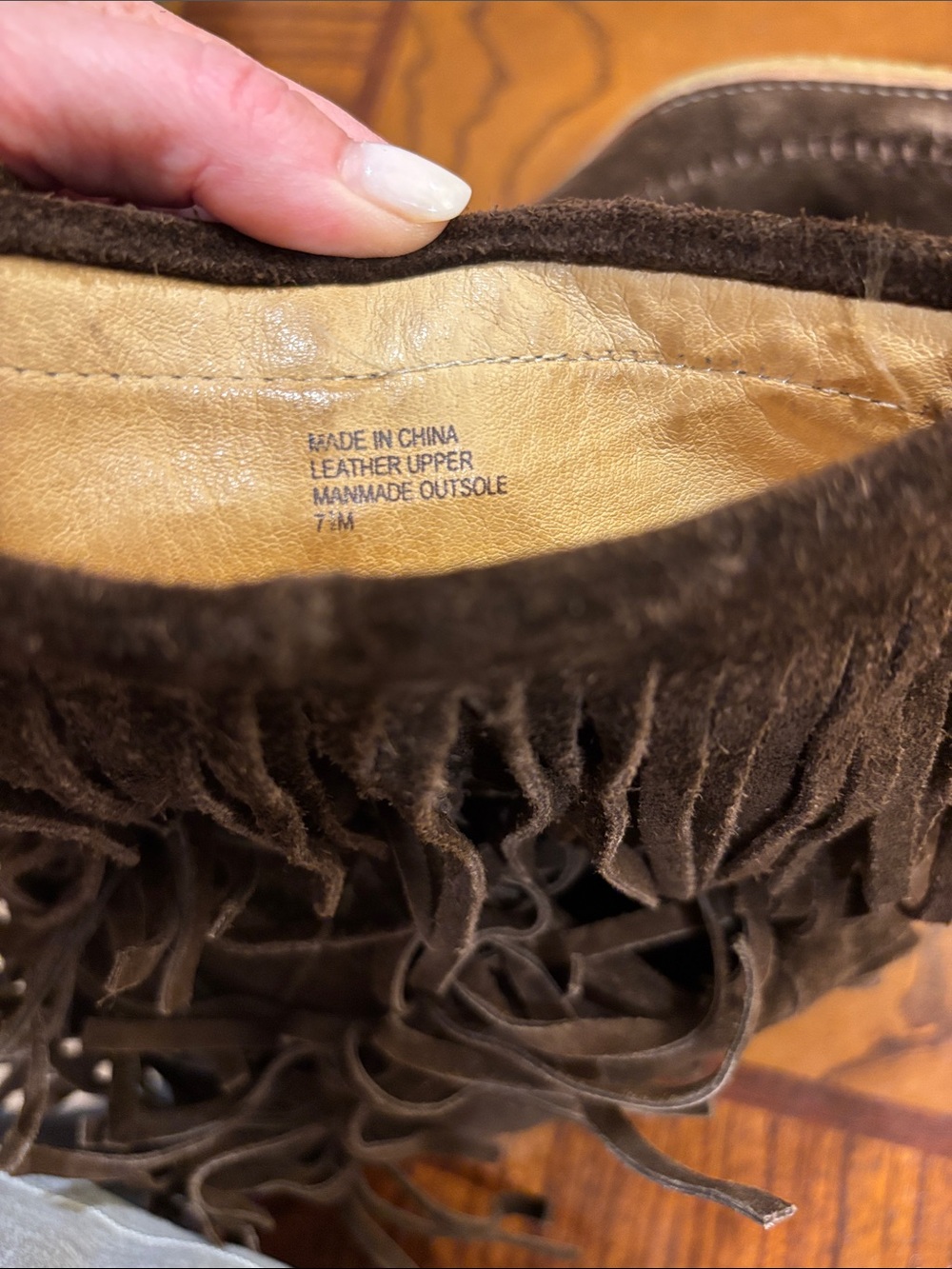 Fringe Suede Mid-Calf Heeled Boots - Brown size 7 Rubber Soles - Picture 7 of 7